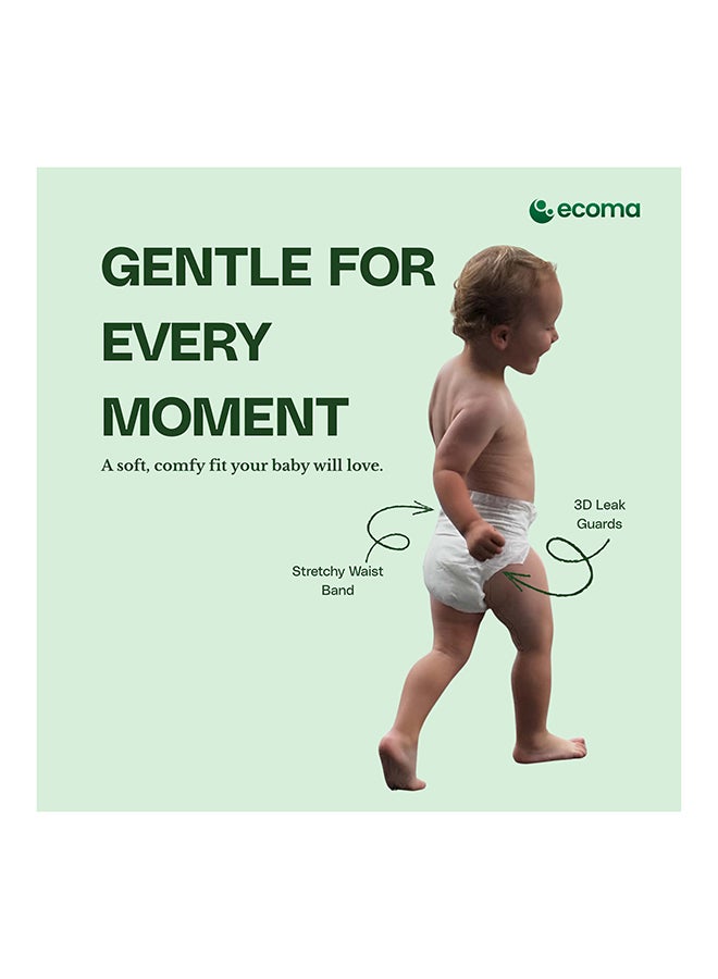 Ecoma حفاضات الأطفال الأساسية الحجم 5 (13–18 كجم) XL | 24 قطعة | 100% قماش نباتي علوي | حماية من التسرب لمدة 12 ساعة | ناعمة للغاية، مضادة للحساسية وخالية من الأصباغ | نباتية وصديقة للبيئة - Image 4